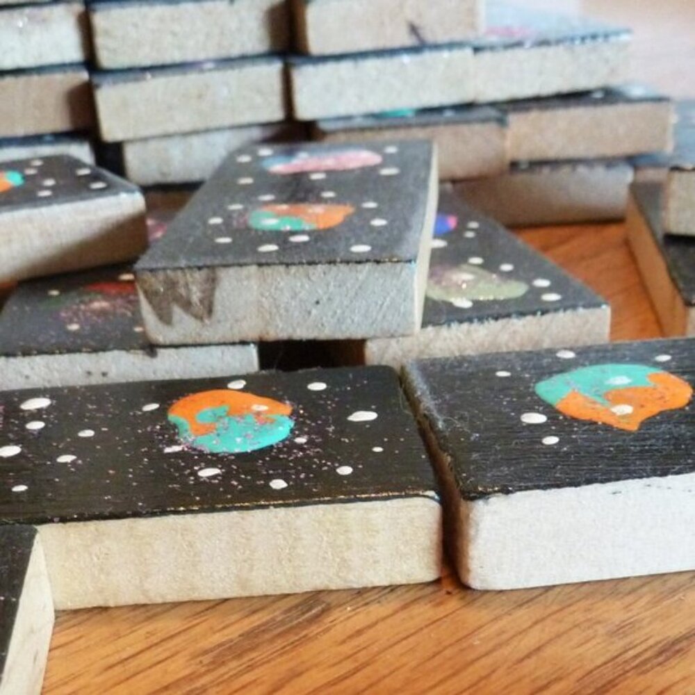 Set of handmade artistic Cosmos dominoes - Picture 11 of 11